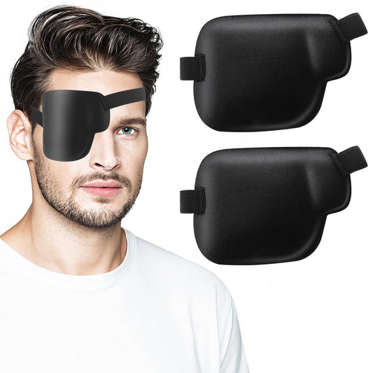 Bewudy 2 Pcs Eye Patches for Adults and Kids, 3D Eye Patch Black Adjustable Eyepatch for Lazy Eye Amblyopia Strabismus and After Surgery(Right Eye)