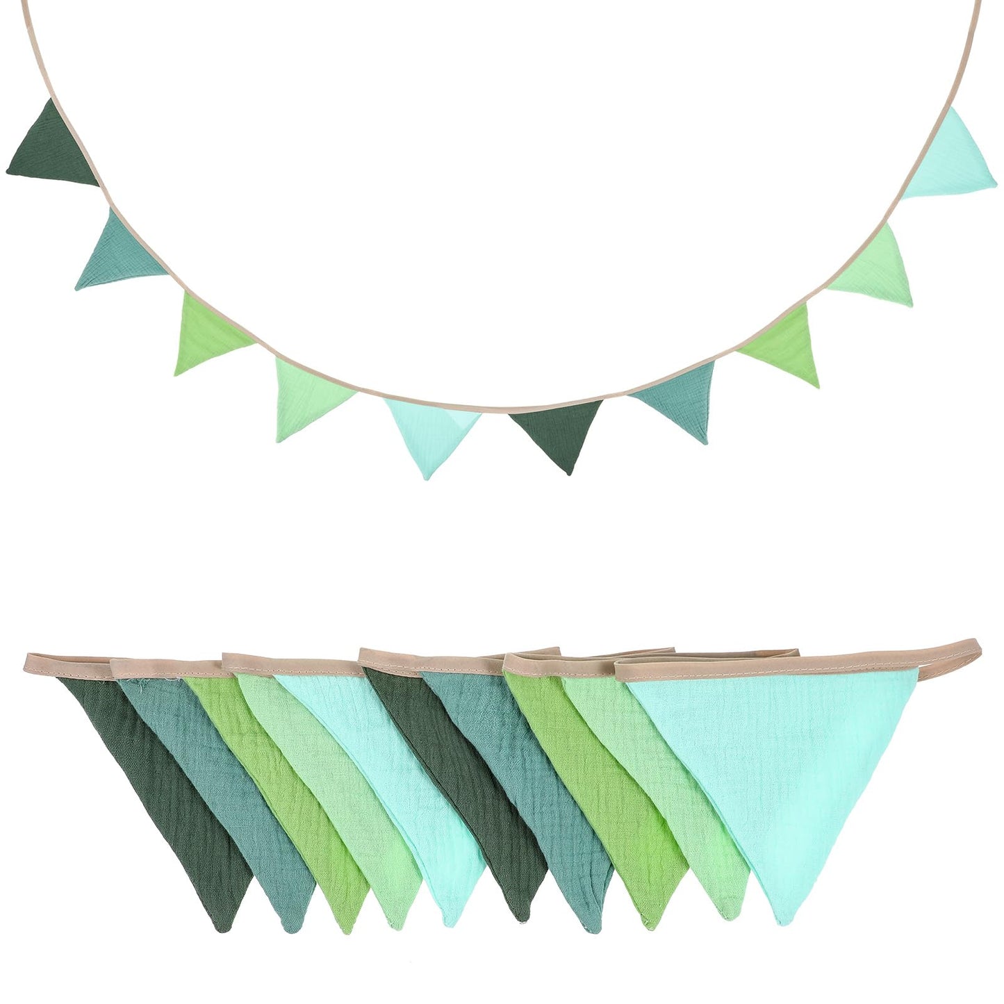 Yuanchu Flag Garland for Children's Room, 300 x 14 cm, Hanging on Both Sides Fabric Home Bed Decoration Wall Decoration Muslin Long Garland Children's Bed Girls Gift Boys Open