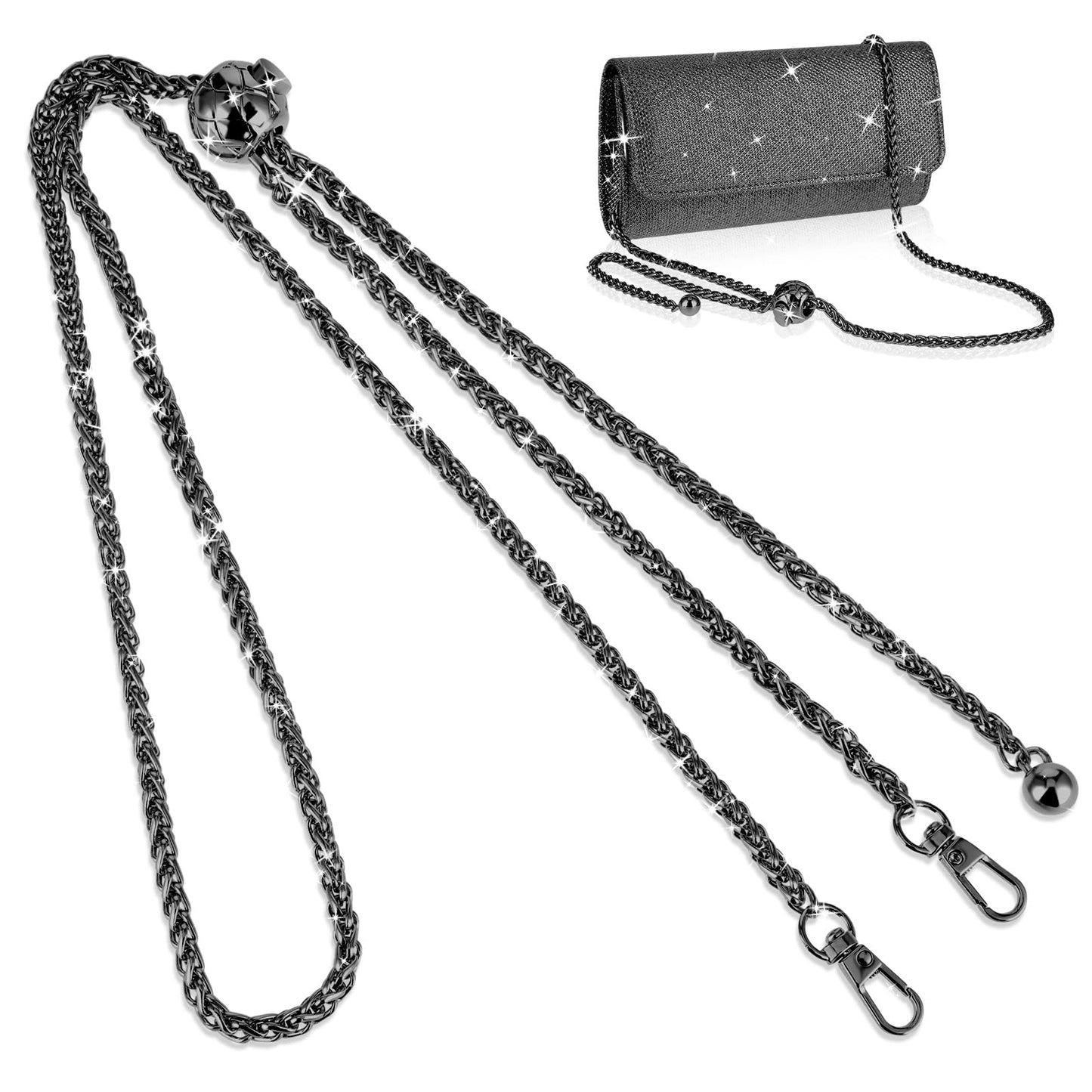 GEEHUA Purse Metal Chain Strap, 51 in Adjustable Bag Strap Crossbody Bag Chains Handbag Straps Bag DIY Decorative Chain for Shoulder Bag Wallet Clutch(Black)