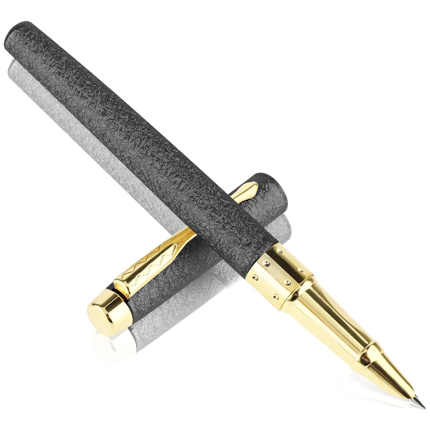 cobee Frosted Finish Fountain Pen, 0.38mm Extra Fine Point Metal Fountain Pen Lightweight Calligraphy Pen Slim Business Pen Luxury Pen for Men Women Office(Black)