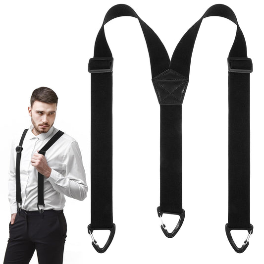 MBAIYO Hidden Suspenders for Men, 1.5" Y-Back Belt Loop Suspenders Design with 3 Snap Clips Wide Elastic Under Clothing Suspender for Suits Jeans