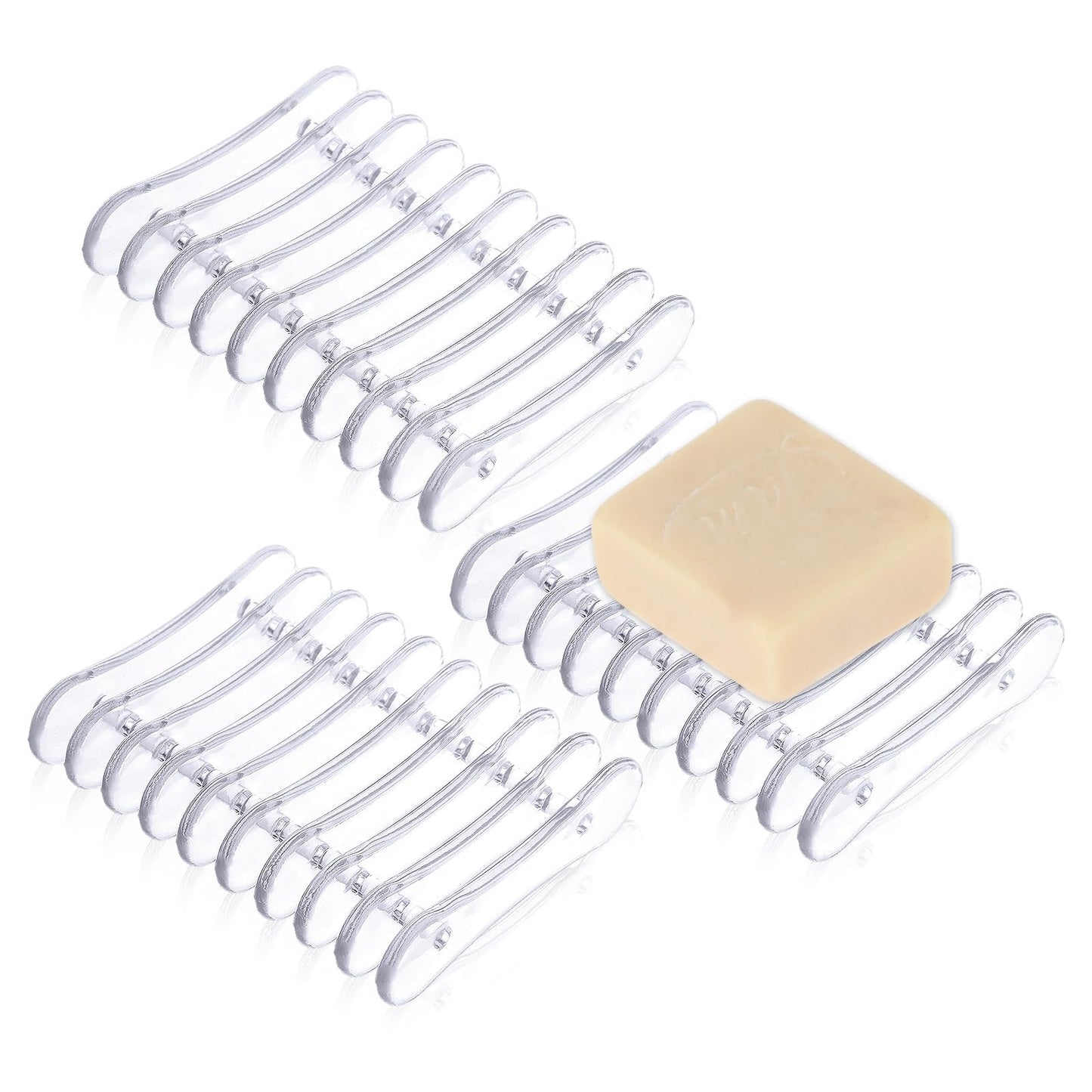 TIESOME 3 Pcs Plastic Bar Soap Holder, Transparent Shower Soap Dish, Self Draining Soap Savers Clear Soap Drainer Dish Tray Soap Bar Holders for Shower Kitchen Bathroom Hotel