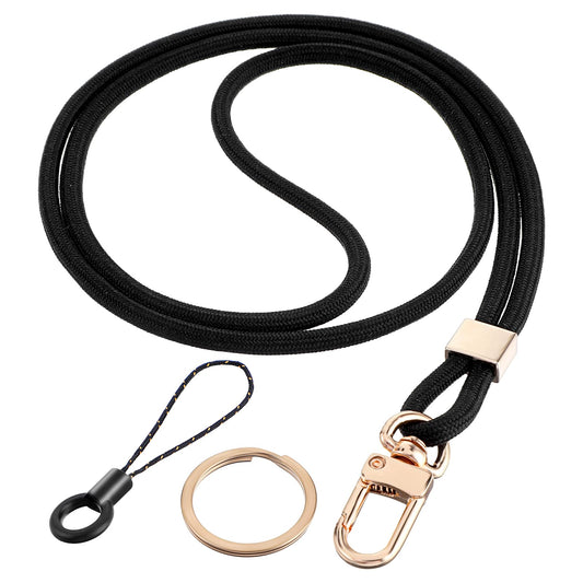 AOZUO Breakaway Neck Lanyard, ID Card Badge Holder Neck Strap with Metal Keychain for Teacher Student for Keys Phone Name Tags Whistle Camera, Black, Medium