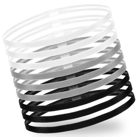HJZHII Pack of 9 Elastic Hair Bands, Sports, Thin Hair Band, Black, Headband, Men, Sports, Children, Boys, Non-Slip Sweatband, Forehead Sweatbands, Headbands for Yoga, Football, Jogging, Men and Women