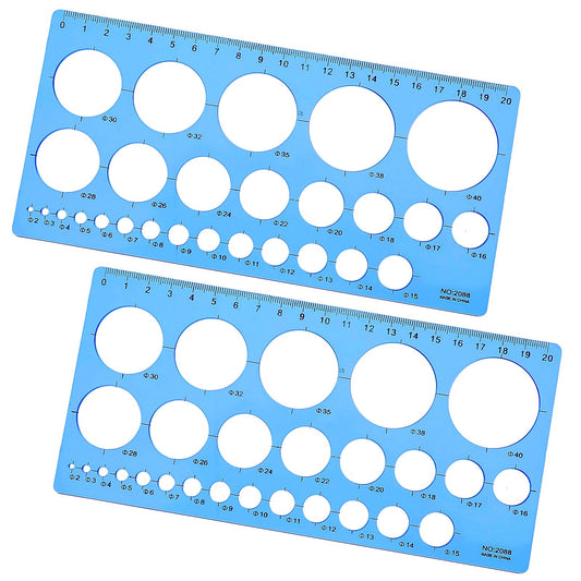 JIEYAO 2 Pcs Circle Templates for Drafting, Circle Geometry Template Drawing Tool, Round Geometric Stencils Multifunctional Round Geometric Ruler Tracer Measuring Tool for School Office Supplies(Blue)