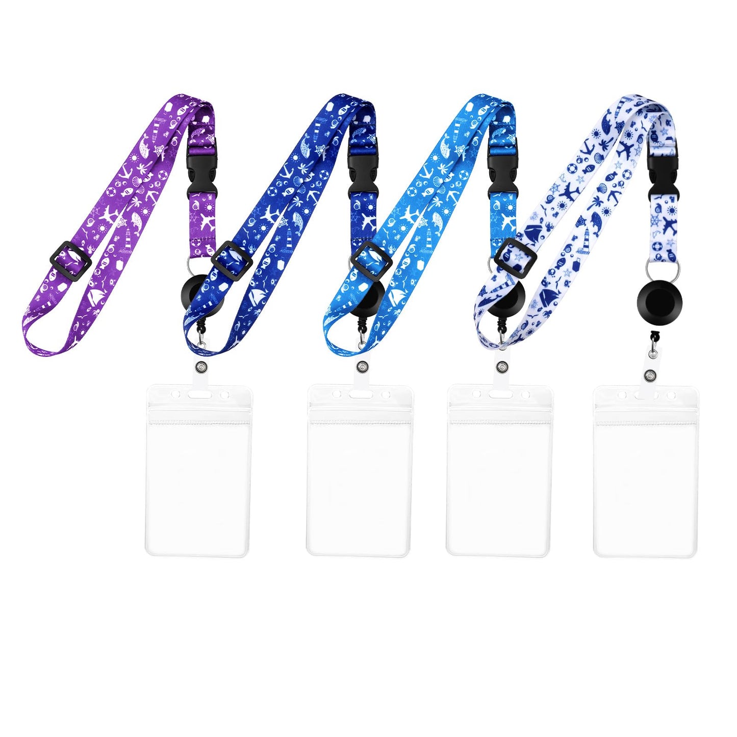 Giantree 4 Pcs Adjustable Cruise Lanyard with Retractable Reel, Cruise Lanyard with Ship Key Card Holder Waterproof Cruise Lanyard ID Badge Holder for Cruise Key Cards