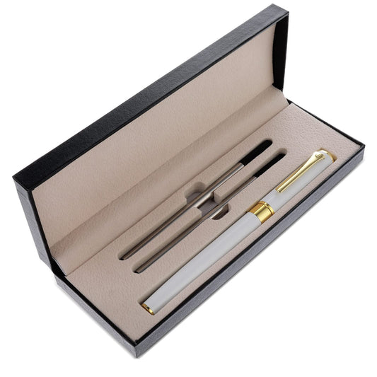 Giantree Luxury Ballpoint Pen, 0.5mm Business Metal Ball Point Pen with 2 Refills Black Ink Pen Smooth Writing Rollerball Pen Fancy Ballpoint Pen Gift for Men Women Signature Executive(White)