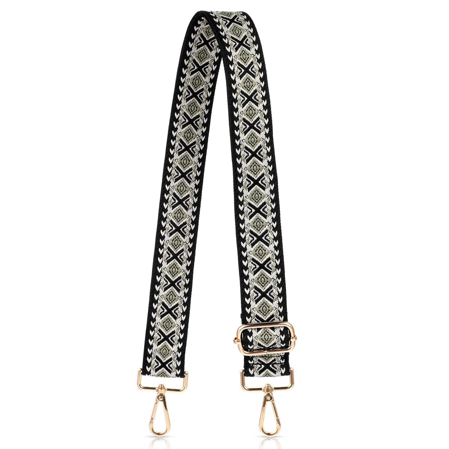 Jeffdad Wide Shoulder Strap Crossbody Replacement, Adjustable Purse Straps Crossbody Handbag Strap, Bag Straps for Women Guitar Purses (Black and Green)