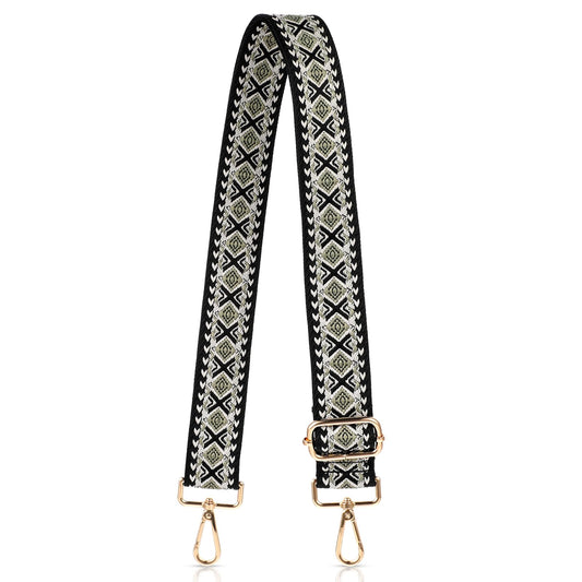Jeffdad Wide Shoulder Strap Crossbody Replacement, Adjustable Purse Straps Crossbody Handbag Strap, Bag Straps for Women Guitar Purses (Black and Green)