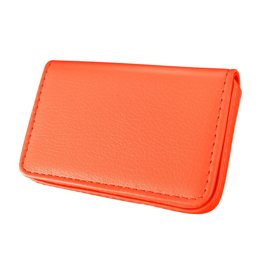 Giantree Credit Card Holder for Women, PU Leather Lychee Pattern Coin Purse Business Name Card Case with Magnetic Shut Business Organizer Bag for Men & Women Bank Card Case(Orange)