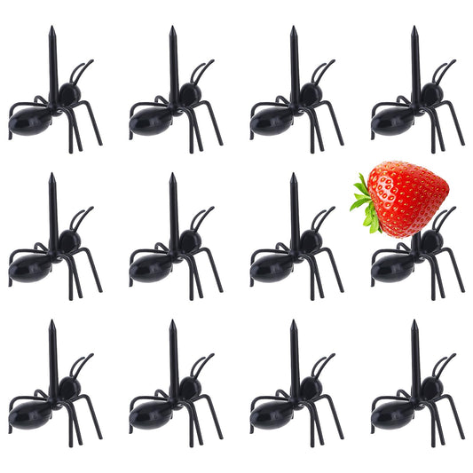 Molain Ant Fruit Forks, 12pcs Reusable ABS Plastic Themed Party Decorations Bistro Cocktail Forks for Snack Cake Dessert