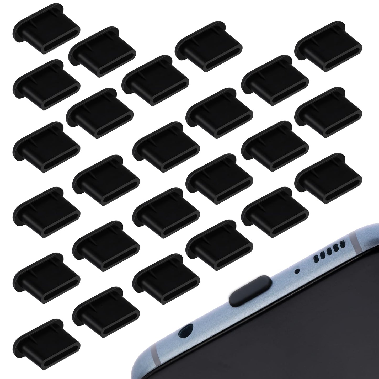TIESOME 25Pcs Phone Dust Plug, Silicone Type-C Phone Charging Port Cover USB C Dust Protectors Stopper compatible with most type-C Mobile Phones & Tablet