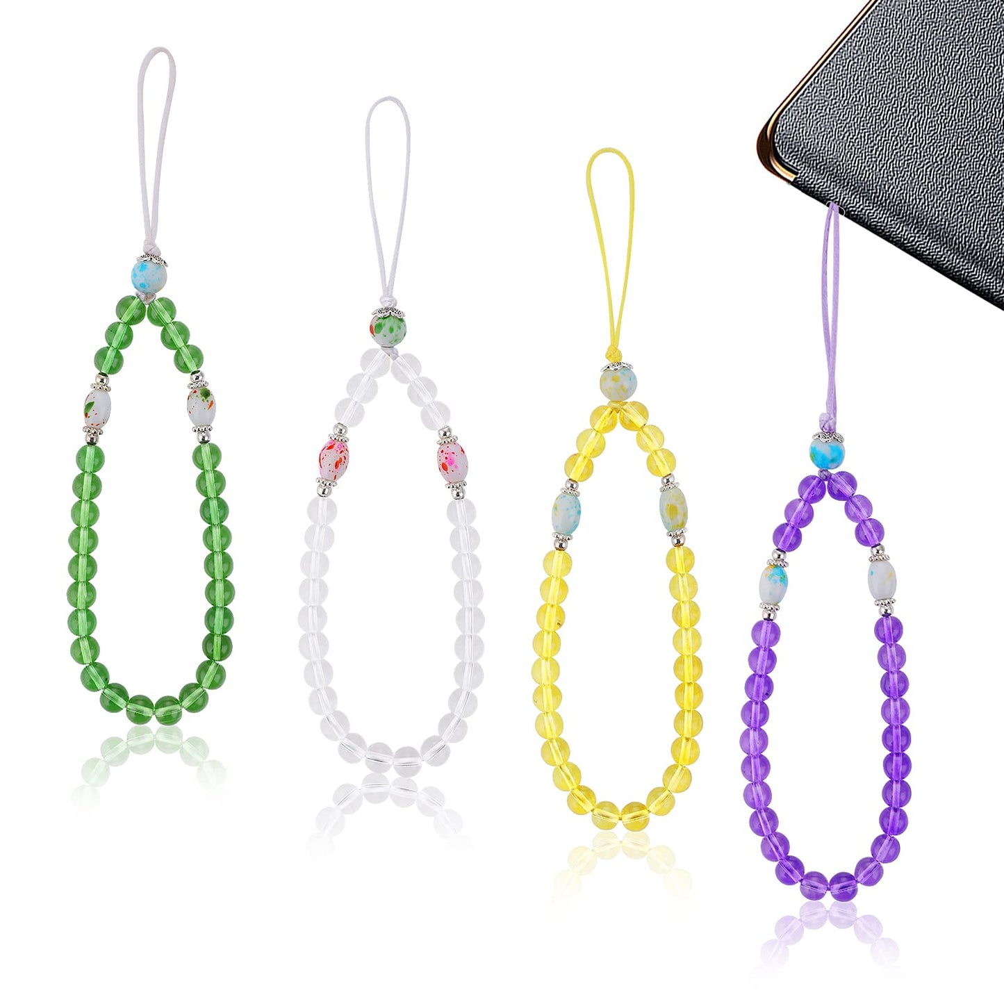 cobee Crystal Cell Phone Lanyard, 4 Pieces Phone Crystal Lanyard (Color B)