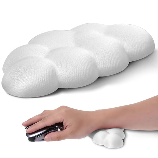 TIESOME Cloud Wrist Rest for Mouse, Memory Foam Wrist Cushion Ergonomic Palm Rest Pain Relief Mouse Wrist Support Pad with Anti-Skid Base for Office School Home Laptop&Computer Mouse(White)