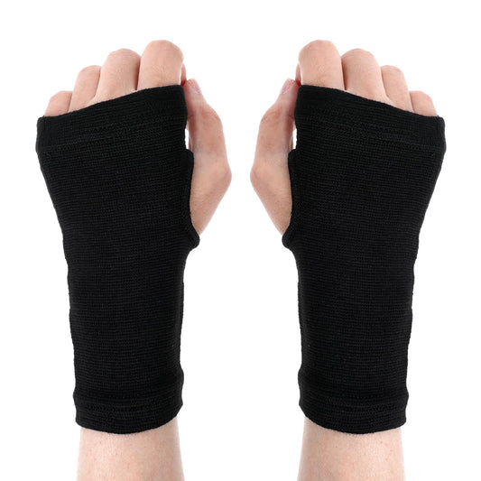 AOZUO 2pairs Palm Brace Wrist Support Sleeves, Elastic Wrist Compression Sleeve Carpal Tunnel Brace Breathable Fingerless Gloves Wrists Strap for Women Men Fitness Sports Cycling, Black