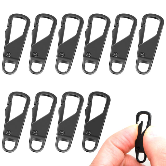 cobee 10 PCS Metal Zipper Pulls Replacement, Detachable Zipper Pull Tabs Easy Grip Zipper Puller Sturdy Zipper Fixer for Suitcase Luggage Clothing Backpacks Boots (Black)