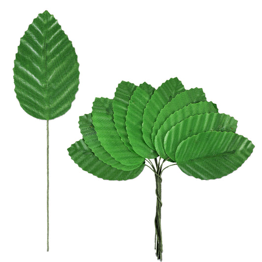 Molain 200 Pcs Artificial Green Leaves for Crafts, Artificial Fake Leaves with Stems Faux Wired Single Leaf Wire for DIY Floral Arrangements Wedding Garland Christmas Greenery Decorations (Green)
