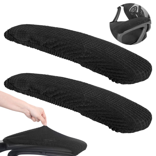 HJZHII 2Pcs Office Chair Armrest Covers, Removable Chair Arm Covers Stretch Armrest Protectors Universal Elastic Band Short Computer Chairs Arm Cover for Desk Chairs Black