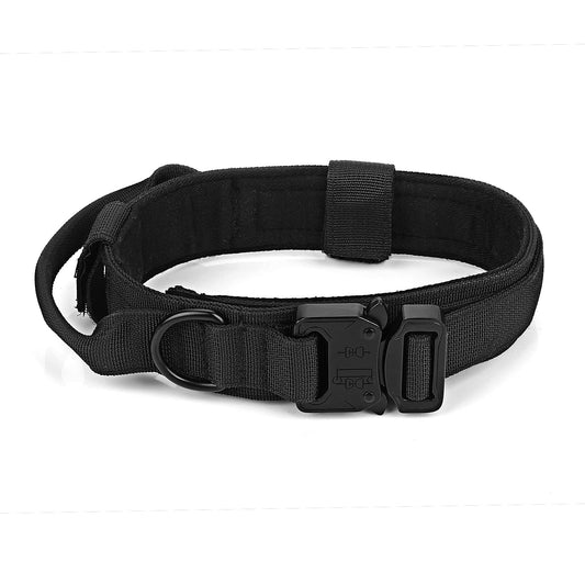 Cobee Adjustable Tactical Dog Collar, Military Nylon Collar for Large Dog Heavy Duty Metal Buckle Collar with Control Handle for Medium Large Dog Training