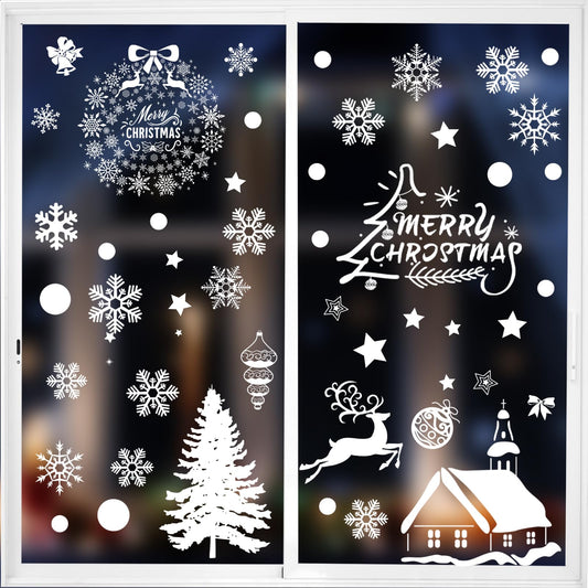 Amaxiu Double Sided Christmas Window Clings, 9 Sheet Static Snow Flakes Stickers Snowflake Window Clings Christmas Windows Decals Snowflake Window Stickers for Winter Christmas Home Party Decor (A)