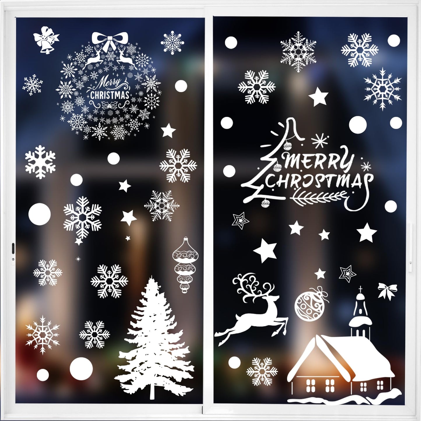 Amaxiu Double Sided Christmas Window Clings, 9 Sheet Static Snow Flakes Stickers Snowflake Window Clings Christmas Windows Decals Snowflake Window Stickers for Winter Christmas Home Party Decor (A)