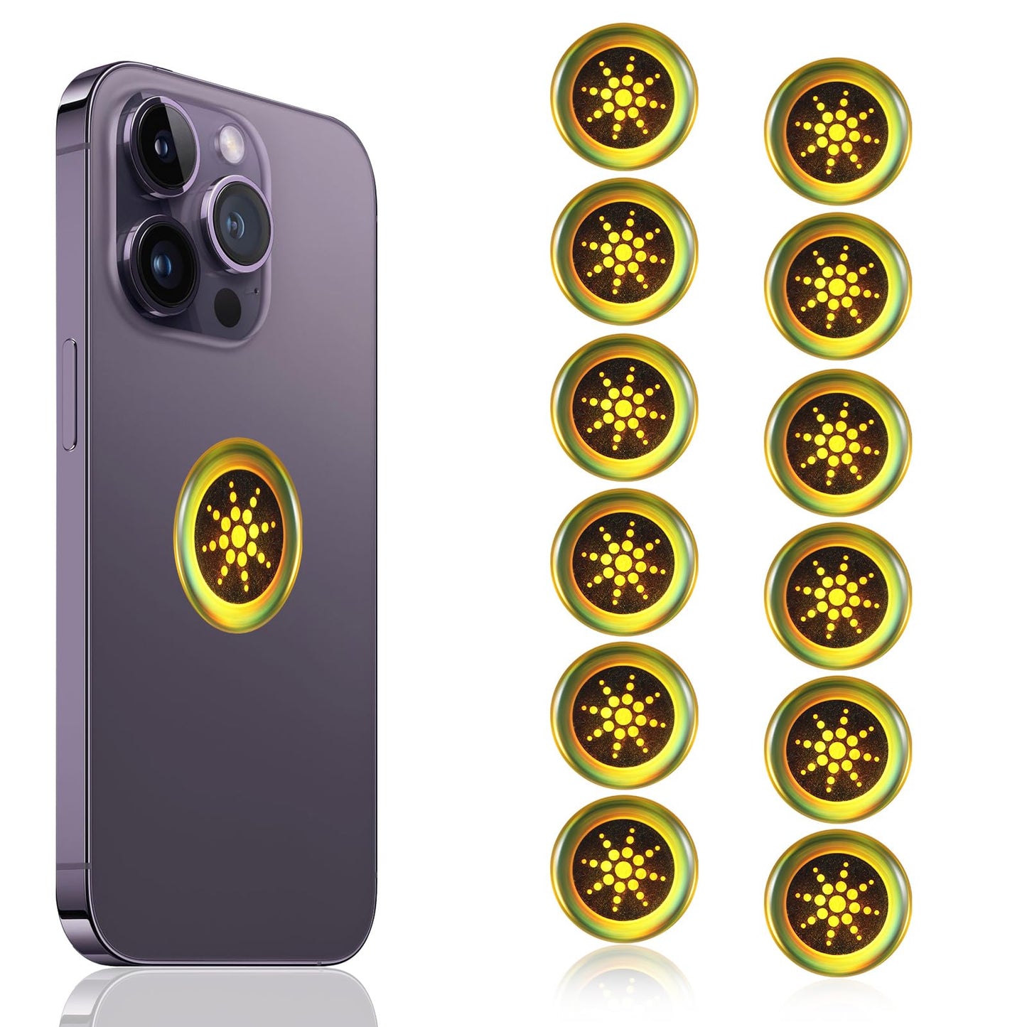 Yuanchu Pack of 12 mobile phone stickers, 2.8 cm EMF protection, mobile phone stickers, self-adhesive radiation protection, stickers for electronic products, mobile phone, laptop, tablet,