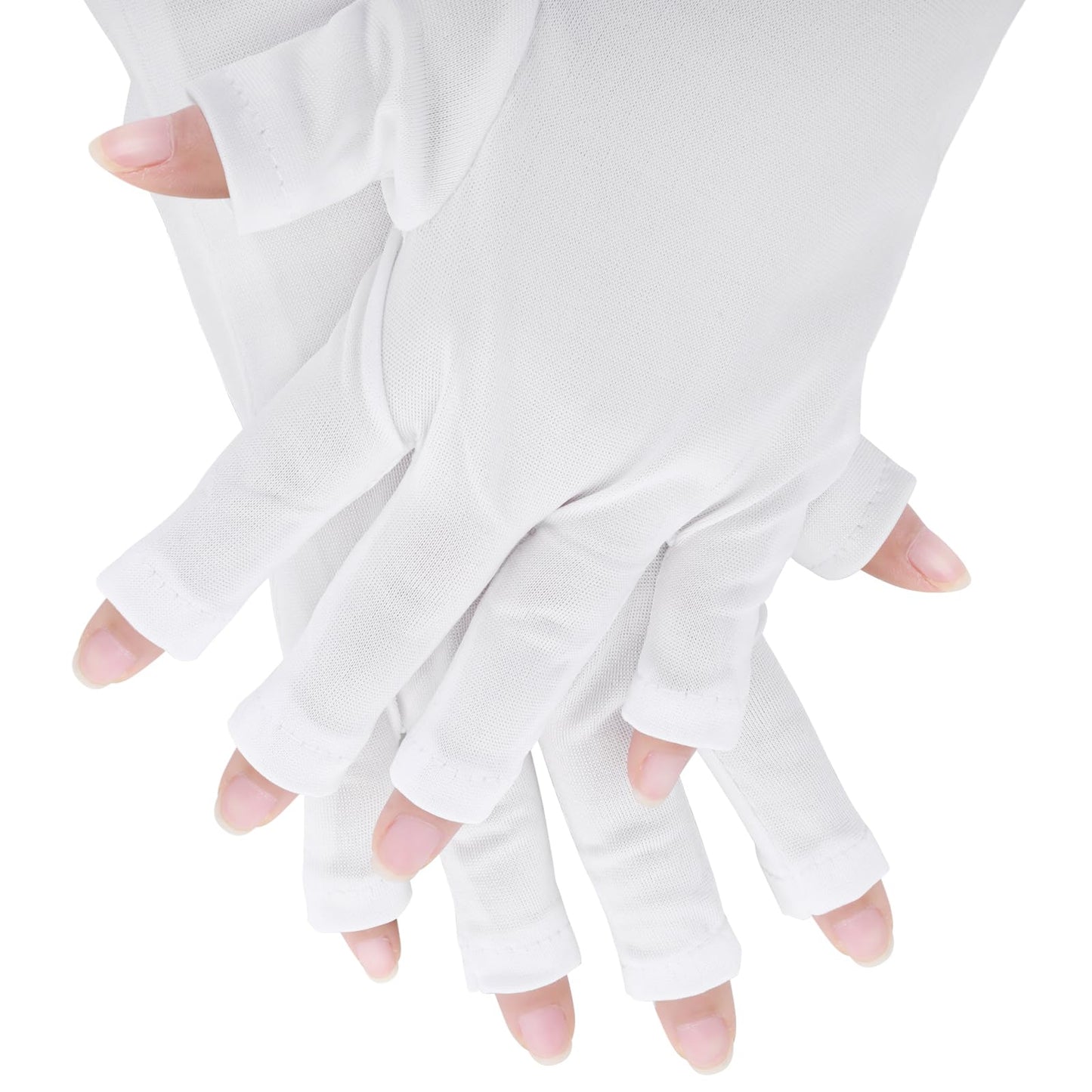 simarro Anti-UV Gloves for Gel Nail Lamp, Professional UPF50+ UV Protection Gloves for Manicures UV Sun Protection Fingerless Gloves Protect Hands from UV for Light(White Fingerless)