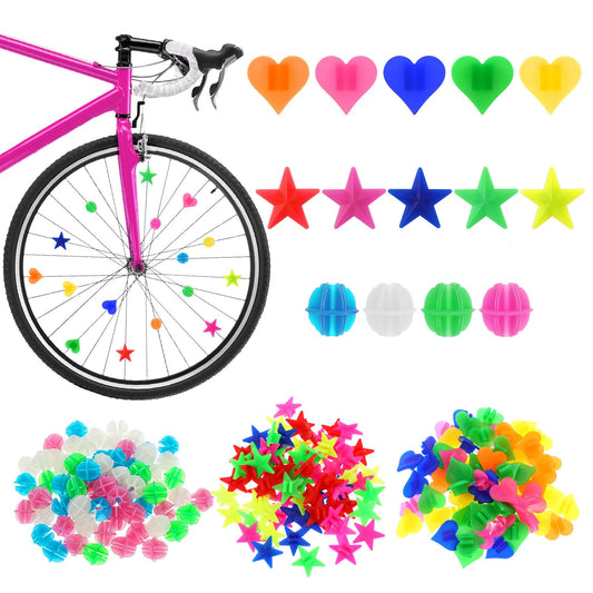 HJZHII 210PCS Bike Wheel Spoke Beads, Plastic Clip Bead Colorful Bike Spoke Decorations Spokes Accessories for Bikes Accessories Girls Boys