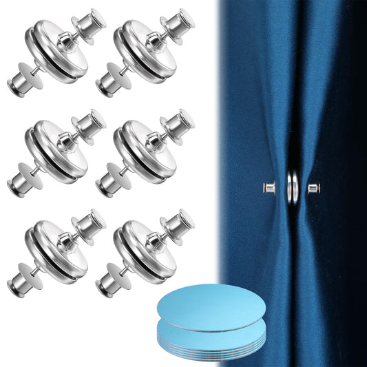 AOZUO 6 Pairs Curtain Magnets Closure, Magnetic Curtain Clips Double Sided Curtain Closure Buckle to Keep Curtain Closed Prevent Light Leaking for Outdoor Indoor Home Bedroom Office Shower Draperies