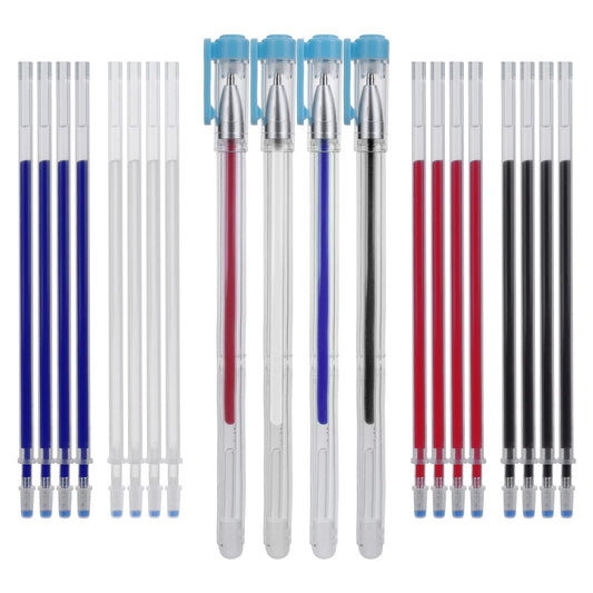 Molain 24 Pcs/Set Heat Erasable Pens for Fabric, 4 Pen Shells+20 Refills, 4 Colors Fabric Markers for Sewing, Erasable Fabric Marking Pens, Sewing Notions and Supplies,Fabric Pencil, Tailors Chalk Pen