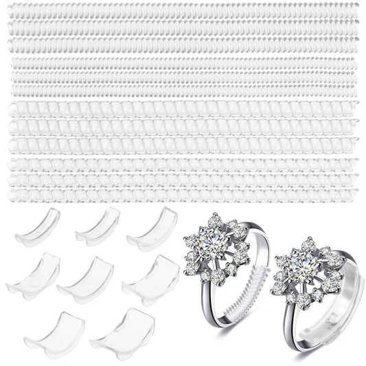 Amabro Invisible Ring Adjuster, 12PCS Silicone Ring Guard 8PCS Ring Spacer Ring Sizers for Loose Rings Ring Tightener Ring Smaller Ring Guard Reducer Fit Any Ring Size