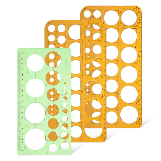 Bewudy 3PCS Circle Round Stencil Template Artist Design Drawing Aid Tool, Diameter from 1 mm to 37 mm for Architecture, Office, Studying, Designing, Building