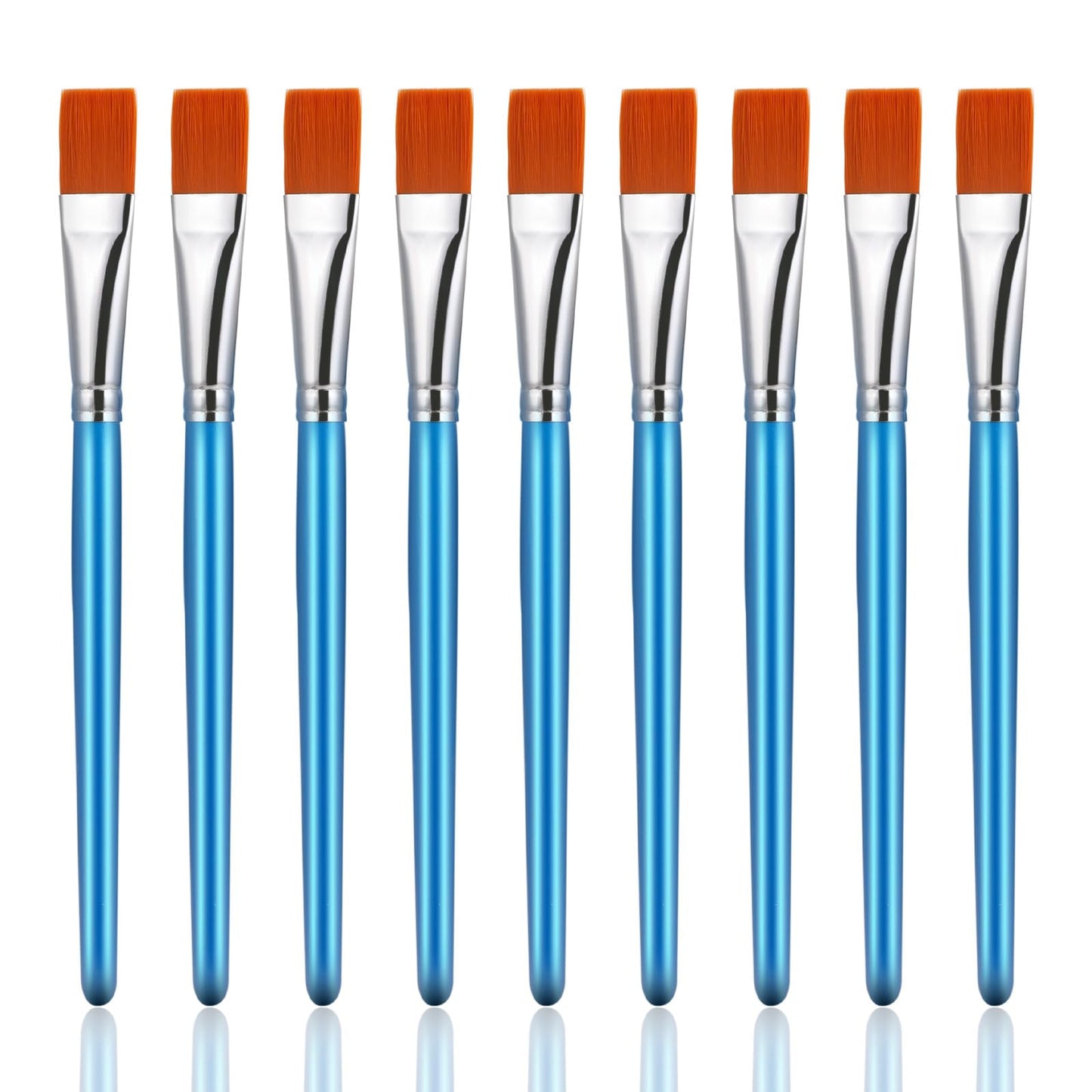 Molain Wooden Paint Brush Set, 10 Pcs 3/4 Inch Paintbrushes for Acrylic Painting Painting Brushes Kit Artist Paintbrushes for Oil Watercolor Canvas Boards Rock Body Face Nail Art, DIY Arts(Blue)