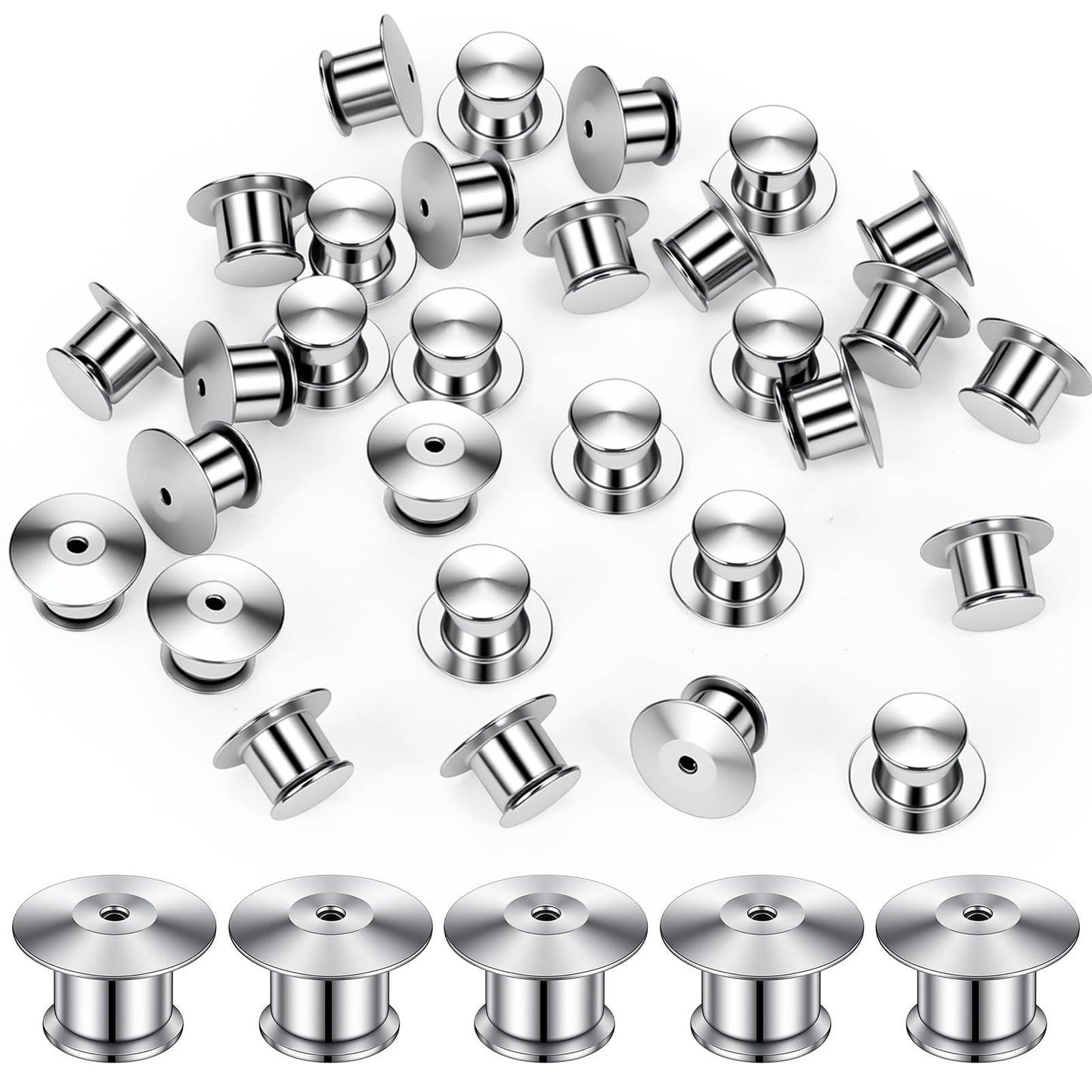 JJUNW 50PCS Needle Back Lock, Locking Pin-Backs Locking, Pin Keepers Clasp Metal Pin Locks Back for Brooches Enamel Lapel Pins