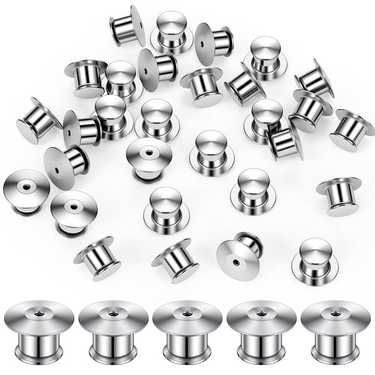 JJUNW 50PCS Needle Back Lock, Locking Pin-Backs Locking, Pin Keepers Clasp Metal Pin Locks Back for Brooches Enamel Lapel Pins