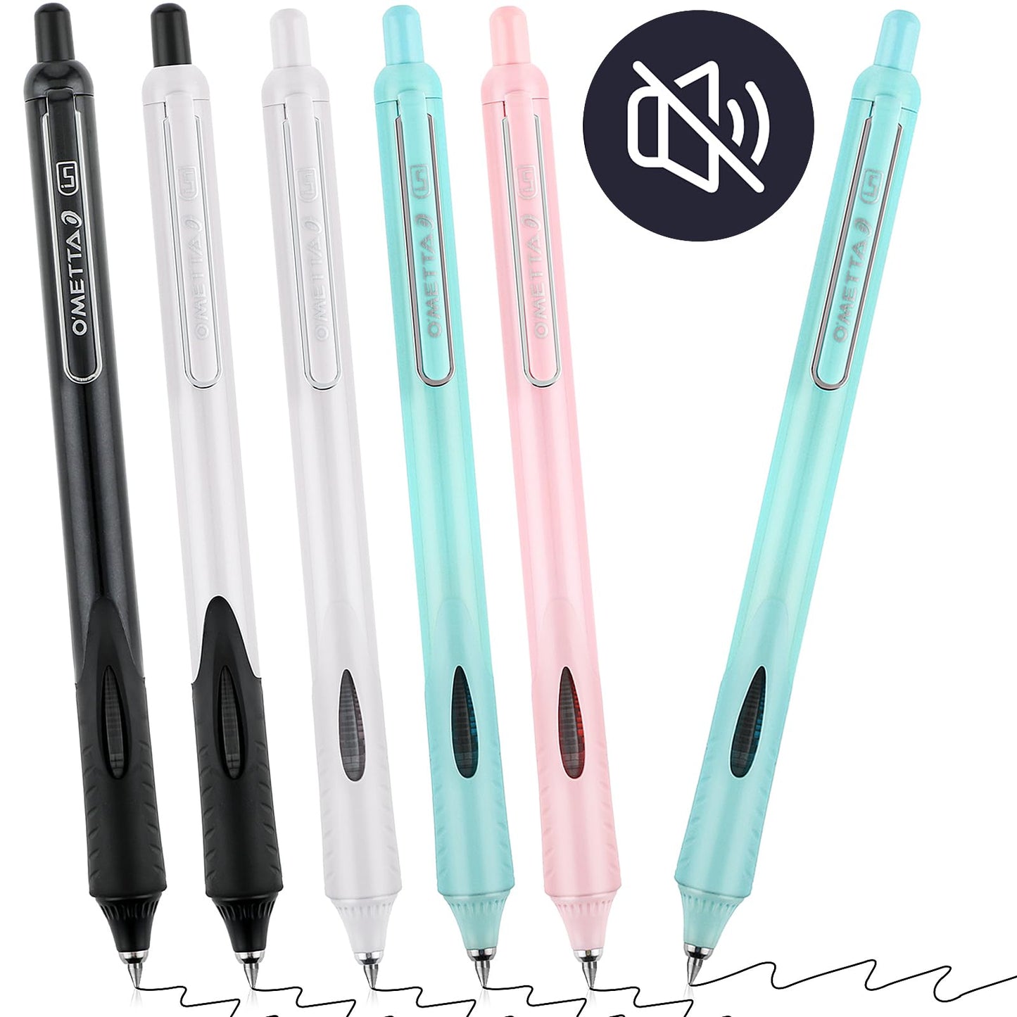 cobee Retractable Gel Ink Pens,5 Pieces Silent 0.5mm Fine Point Black Ink Quick Drying Writing Ballpoint Pen Smooth Writing for Office School Supplies Drawing