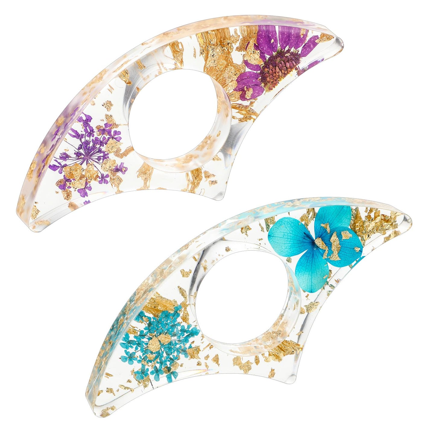 Amabro 2PCS Book Page Holder - Dried Flower Book Mark Holder Thumb Ring Handmade Personalized Book Finger Page Holder for Teachers Book Lovers Literary Readers(Blue&Purple)