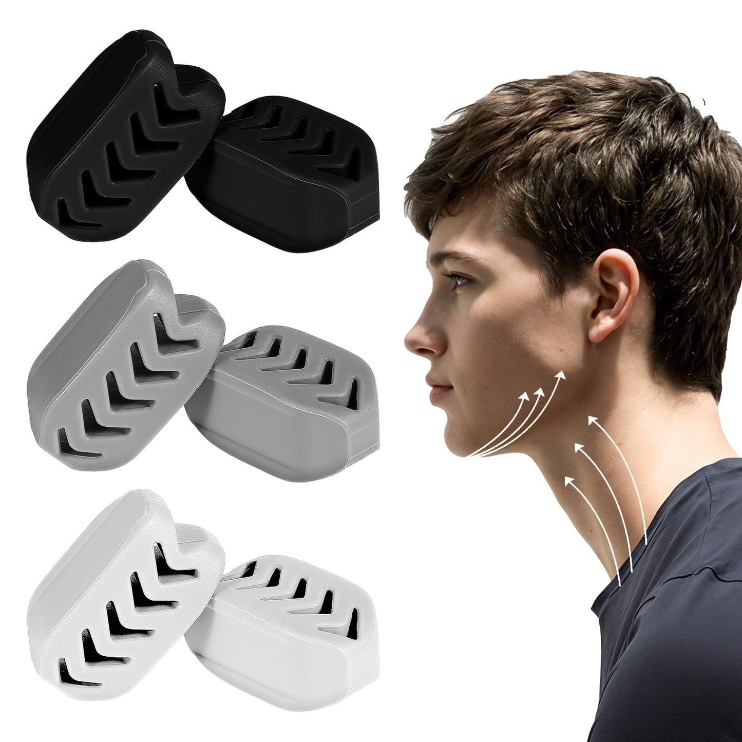 Yuanchu Jawline Gum Pine Trainer 3 Levels Resistance 6 Pcs Double Chin Remover Relax Coach Balls Jaw Exerciser for Men and Women Beautiful Jaw Line
