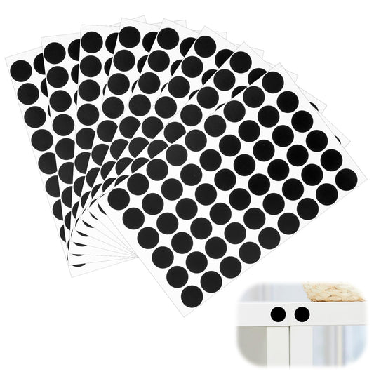 AOZUO Pack of 432 Self-Adhesive Cover Caps for Furniture & Floors, Screw Hole Stickers, Screw Hole Cover, Round Waterproof PVC Furniture, for Wooden Furniture, Cupboard, Wardrobe, Walls (Black)