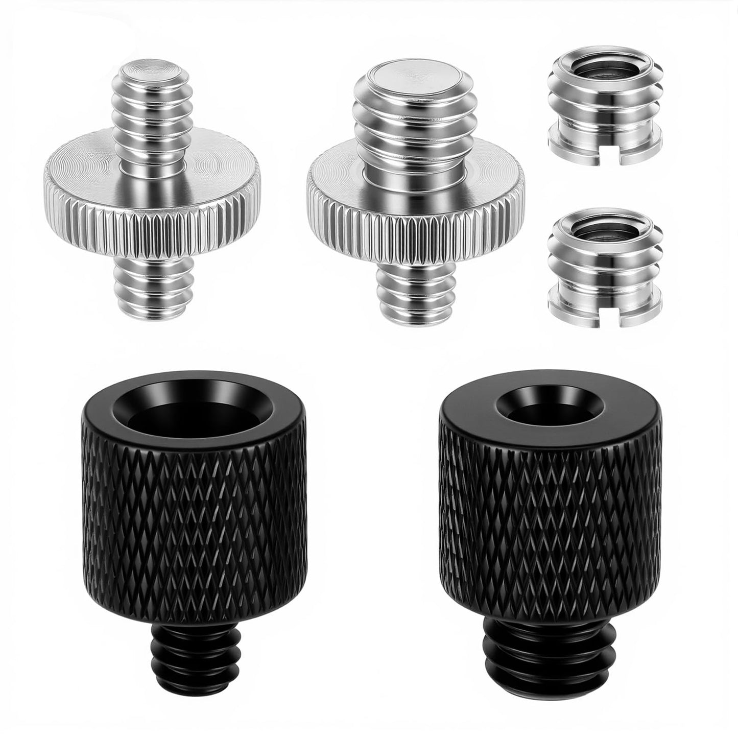 WJIAAA Tripod Adapter Set, 1/4 and 3/8 Inch Thread Adapter Metal Adapter Tripod Double Screw Compatible with Camera Microphone and Lamp
