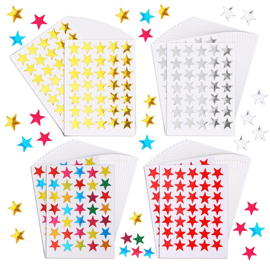 Molain Stars Stickers, 100 Sheets 3500 Foil Star Metallic Stickers, Reward Five Pointed Star Labels Star Reward Stickers Incentive Stickersfro School Student Home Bar DIY Office Supplies Awards Decor