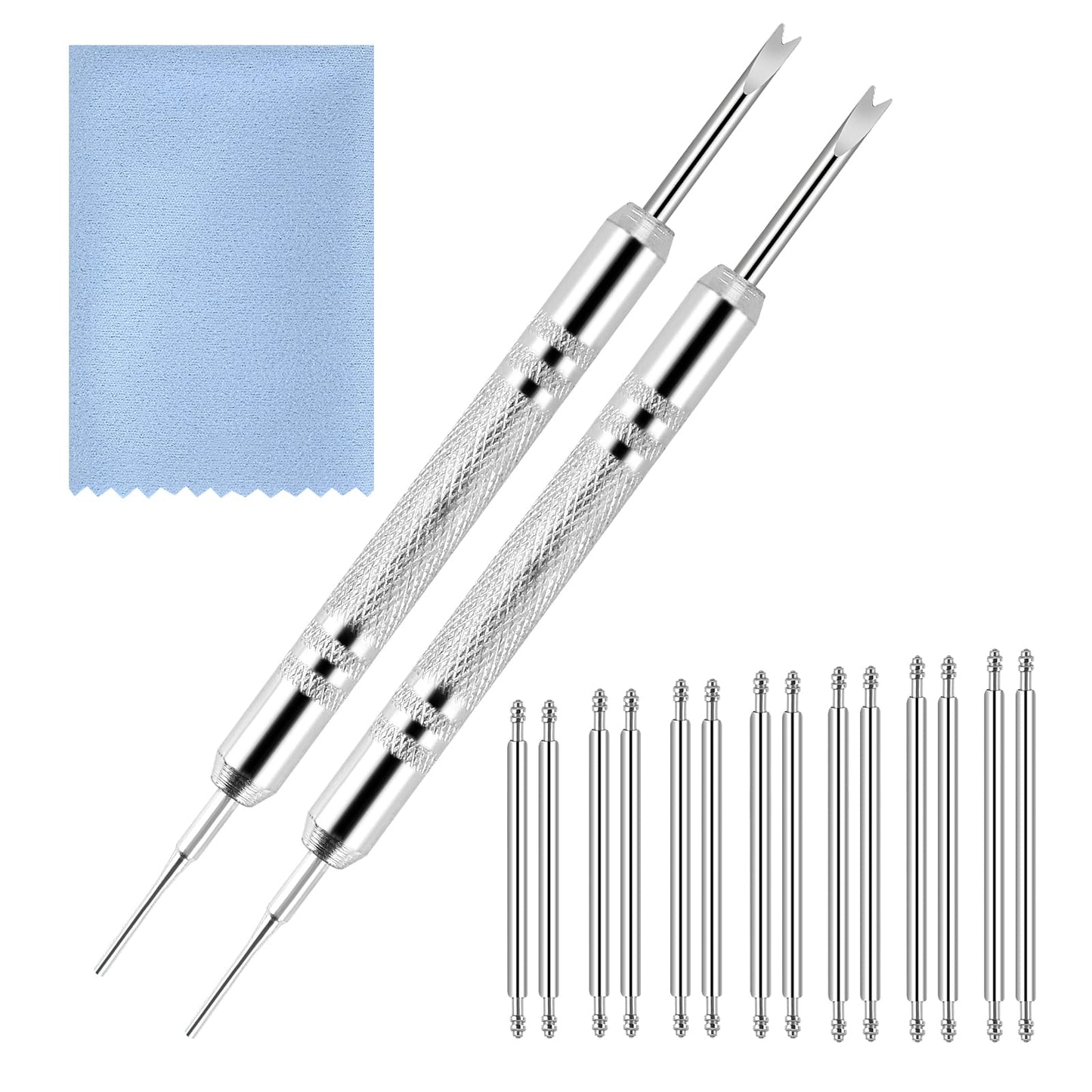 cobee Watch Repair Tool Kit Watch Strap Removal Tool Kit with Spring Bar Tool/14pcs Watch Band Pins(18/20/21/22/23/24/25mm)/Watch Cleaning Cloth Watch Link Removal Pin Remover Kit for Strap Adjustment