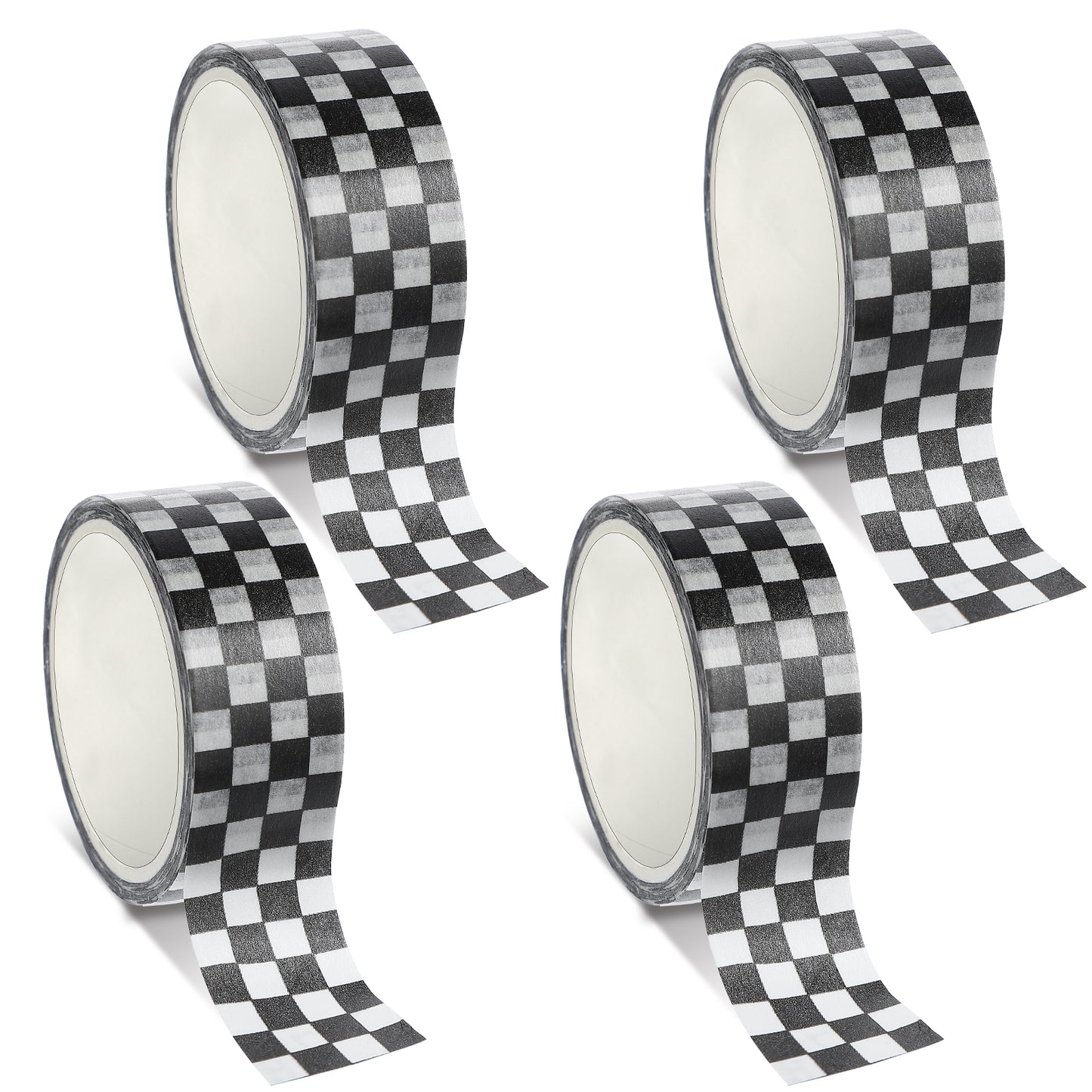 GEEHUA 2 Rolls Checkered Flag Tape, Black White Washi Tape Checkerboard Grid Pattern Checkered Flag Party Supplies 1 Roll 196 inch/5.4 Yards Buffalo Tapes for Scrapbooking DIY Crafts Box Decoration(4)