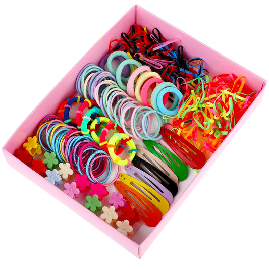cobee 780 PCS Girls Hair Accessories Set, Assorted Colors Hair Tie Set for Girls Elastic Ponytail Holders Hair Scrunchies Elastic Hair Bands Snap Hair Clips Mini Flower Hair Claws for Women Girls