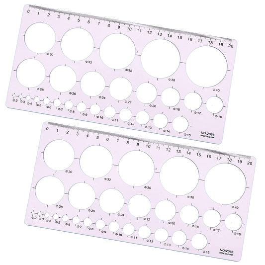JIEYAO 2 Pcs Circle Templates for Drafting, Circle Geometry Template Drawing Tool, Round Geometric Stencils Multifunctional Round Geometric Ruler Tracer Measuring Tool for School Office Supplies(Pink)