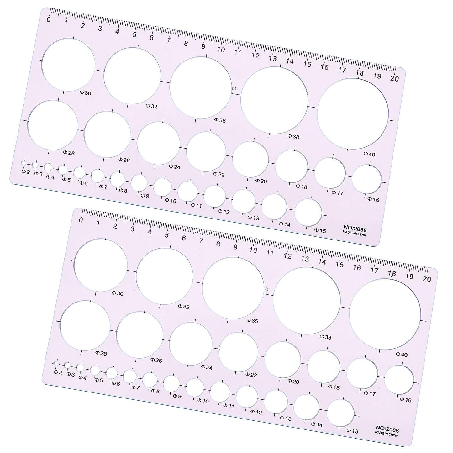 JIEYAO 2 Pcs Circle Templates for Drafting, Circle Geometry Template Drawing Tool, Round Geometric Stencils Multifunctional Round Geometric Ruler Tracer Measuring Tool for School Office Supplies(Pink)
