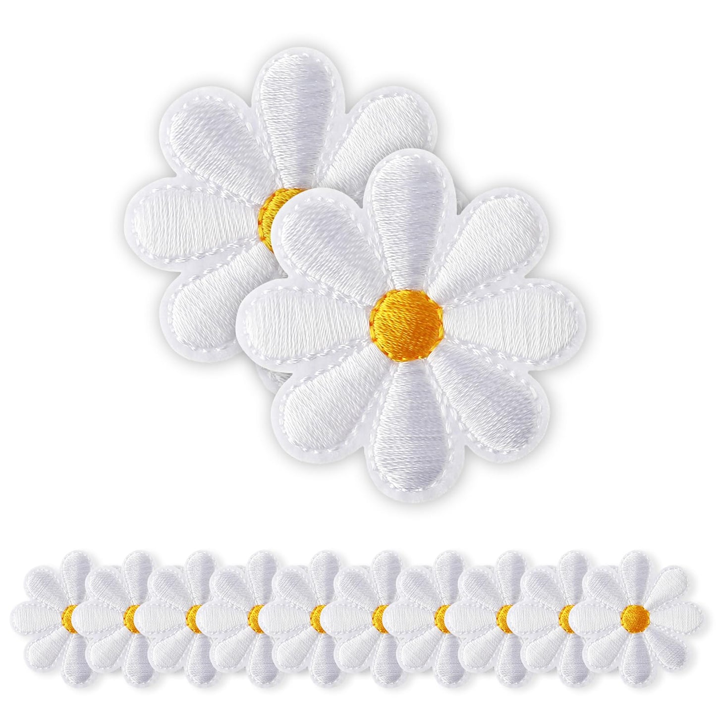 simarro 30Pcs Iron-On Patches, Daisy Flower Iron-On Sew-On Patches Delicate Garment Embroidery for Jackets Jeans Handbags Crafts for Textiles Decorative Iron-On Patches Adults Children