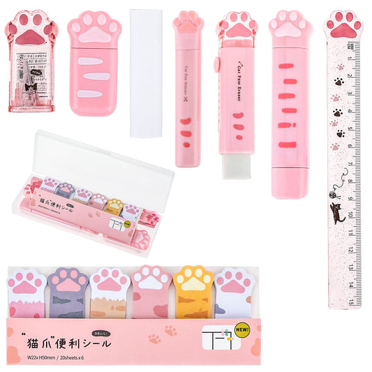Andibro 9 Pcs Cute Cat Paw Stationery Set(Pink)