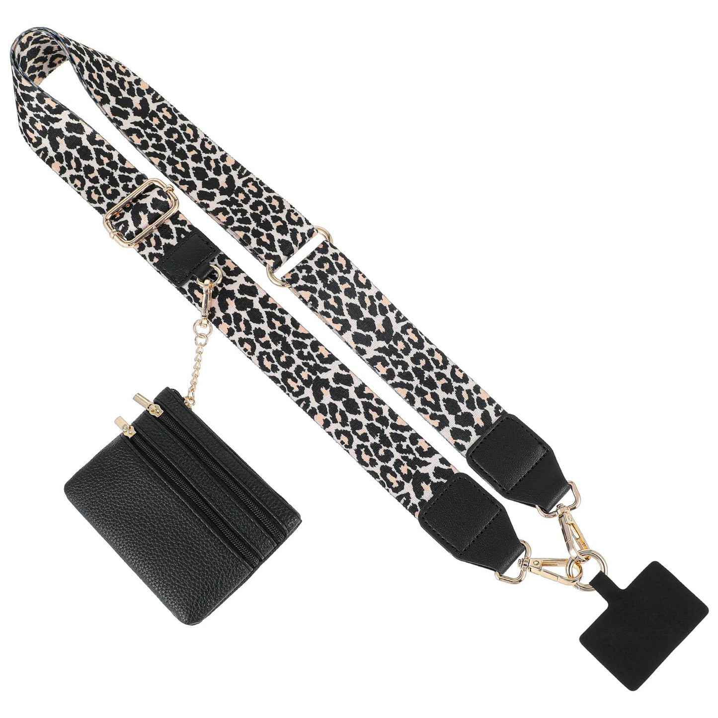 Yuanchu Phone Strap with Zippered Pouch, Clip and Go Phone with Zipper Pouch Adjustable Crossbody Phone Strap with Pouch Phone Strap with Zippered Pouch for All Phones(Black)