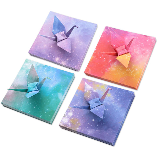 Giantree Origami Paper Kit - 400 Double Sided Sky & Galaxy Pattern Sheets, 3.75 Inch Square, Ideal for Arts & Crafts